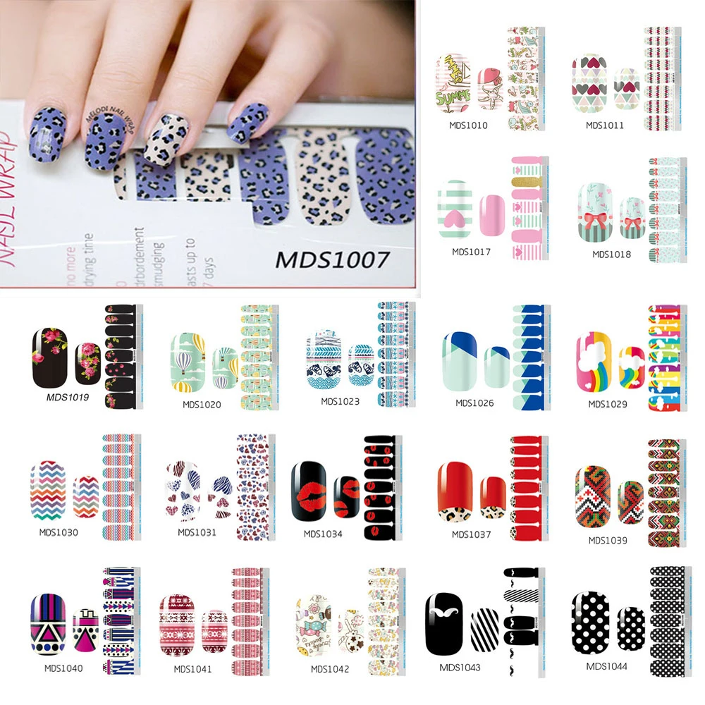 Nail Polish Strips DIY Waterproof Nail Wraps Cute Cartoon Pattern Nail Stickers Nail Patch For Women Nail Art Stickers