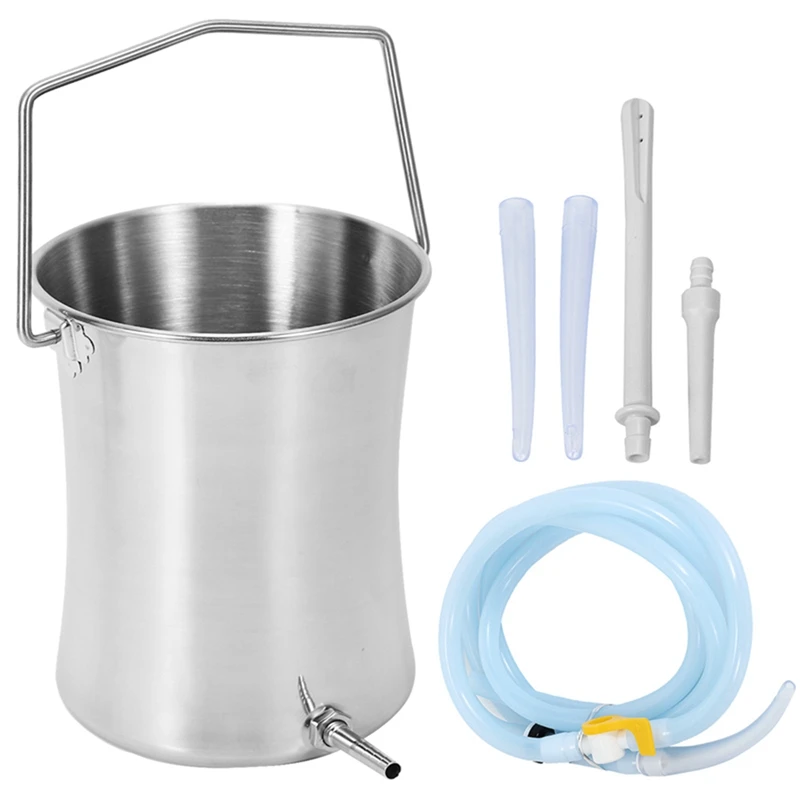 

2L Health Stainless Steel Enema Bucket Suitable for Colon Cleansing Reusable Constipation Cleaning Detoxification Cleansing Enem