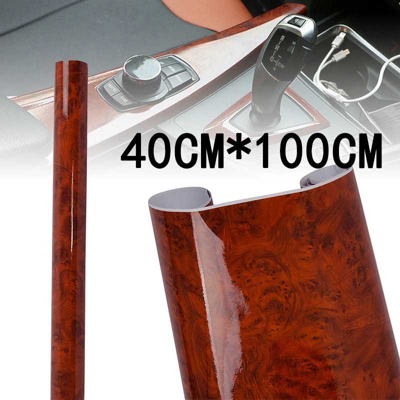 1 Roll Car High Glossy Sticker Auto Internal Adhesive DIY Film Wood Grain Vinyl Decal Interior Accessories