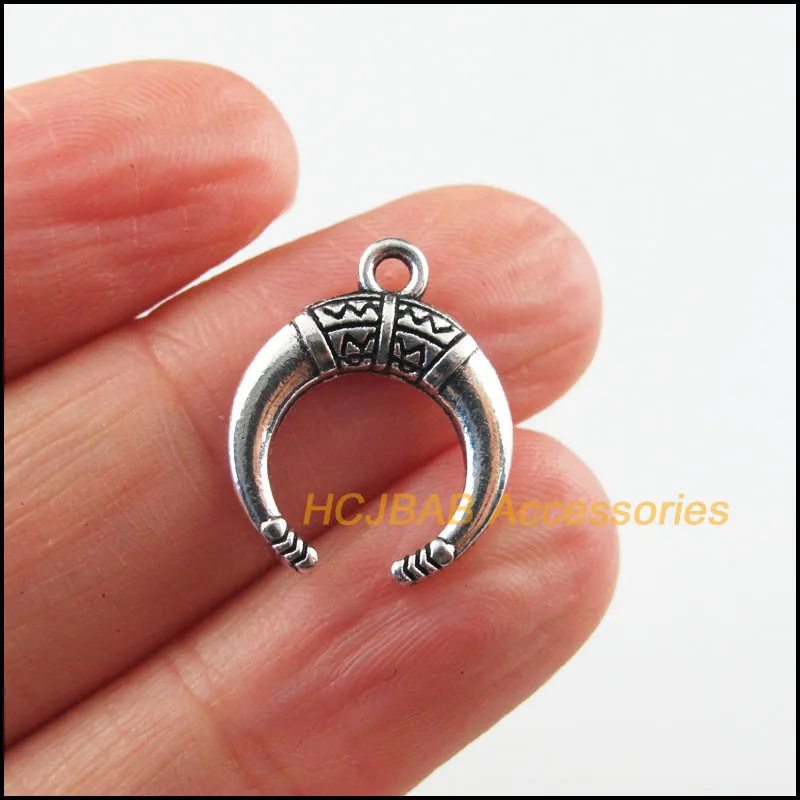 

25New Ox Horn Charms Tibetan Silver Color Animal Pendants 15x18mm