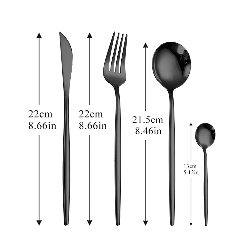 Black Tableware Silverware Cutlery Set 304 Stainless Steel Luxury Flatware Home Fork Spoon Knife Kitchen Dinner Set Drop Ship