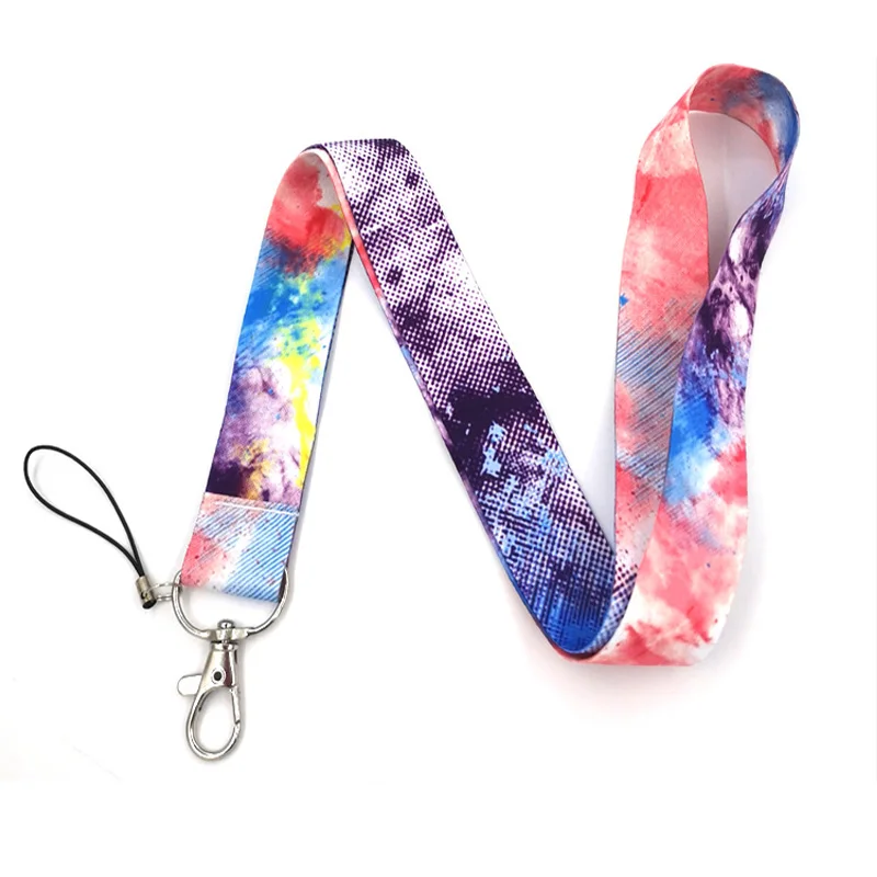 Watercolor Texture Printed Neck Straps Keychain Cool Lanyard For Keys USB ID Badge Holder Keycord Mobile Phone Rope Accessories