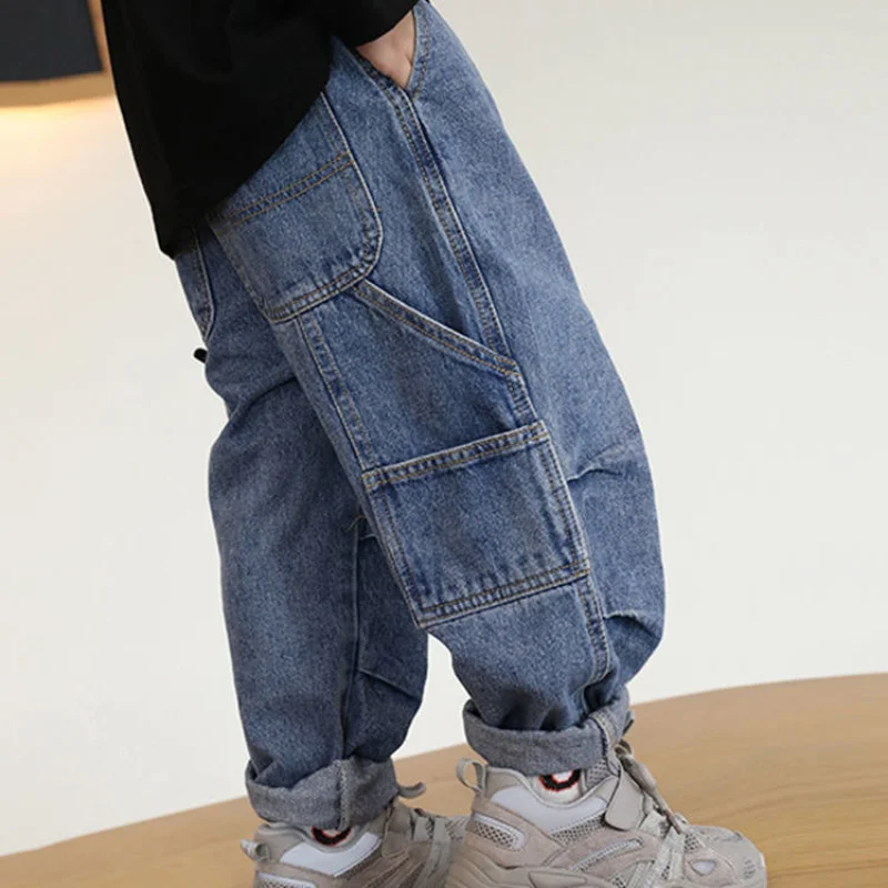 Hot Sale Boys Jeans Casual Child Plus Velvet Pants Winter Kids Jeans Boys 3-12Y Girls Thicking Warm Denim Trousers Teen Clothes