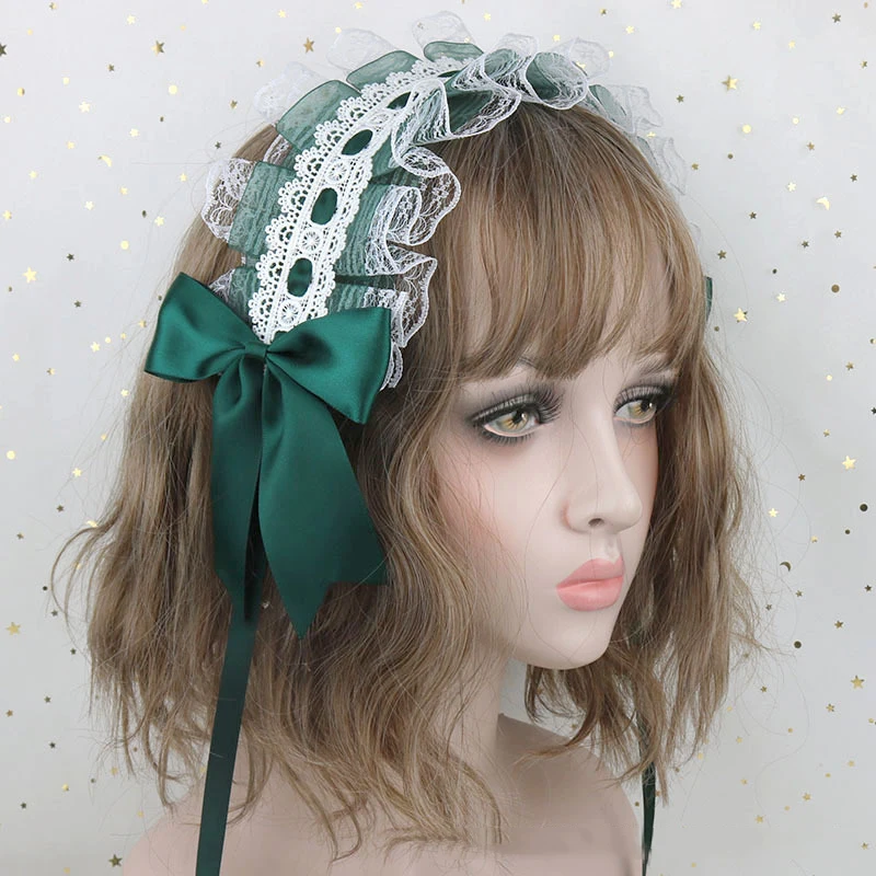 Japanese Lace Bow Ribbon Lolita Headdress Sweet Headband Lolita Cute Soft Girl Anime Cosplay Hair Accessories