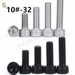 10pcs 10#-32 Inch Length 304 Stainless Steel US UNF Coarse Thread Allen Head Screw Cap Hex Hexagon Socket Bolt