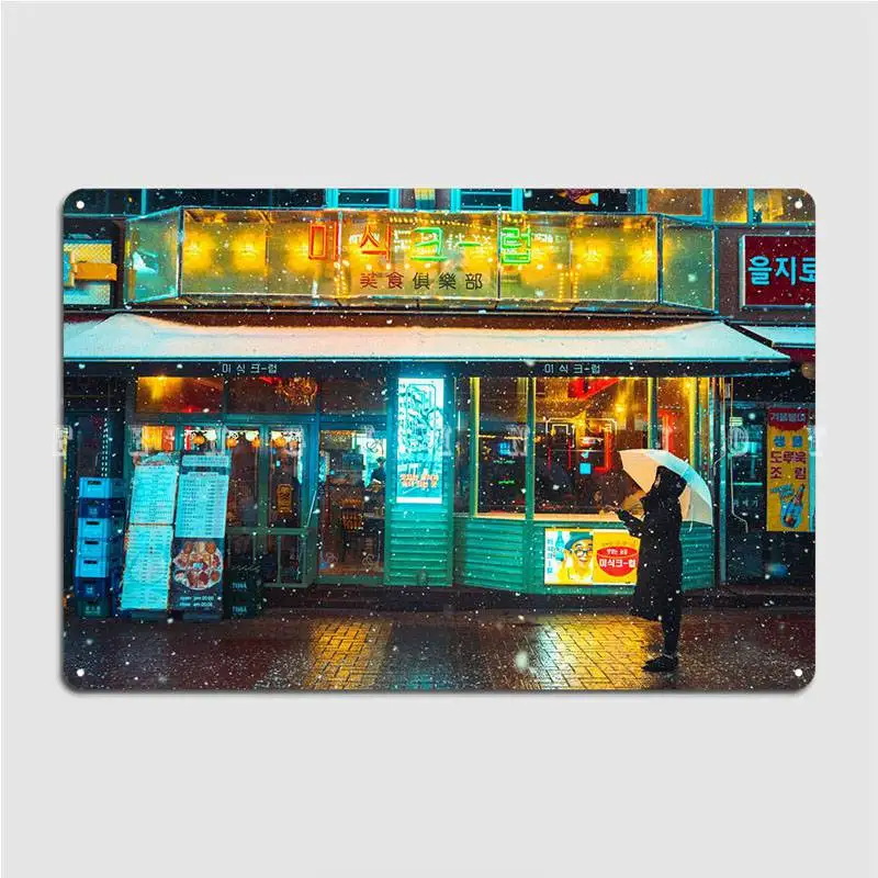 Snowy Neon Metal Sign Club Party Wall Decor Wall Create Tin Sign Poster
