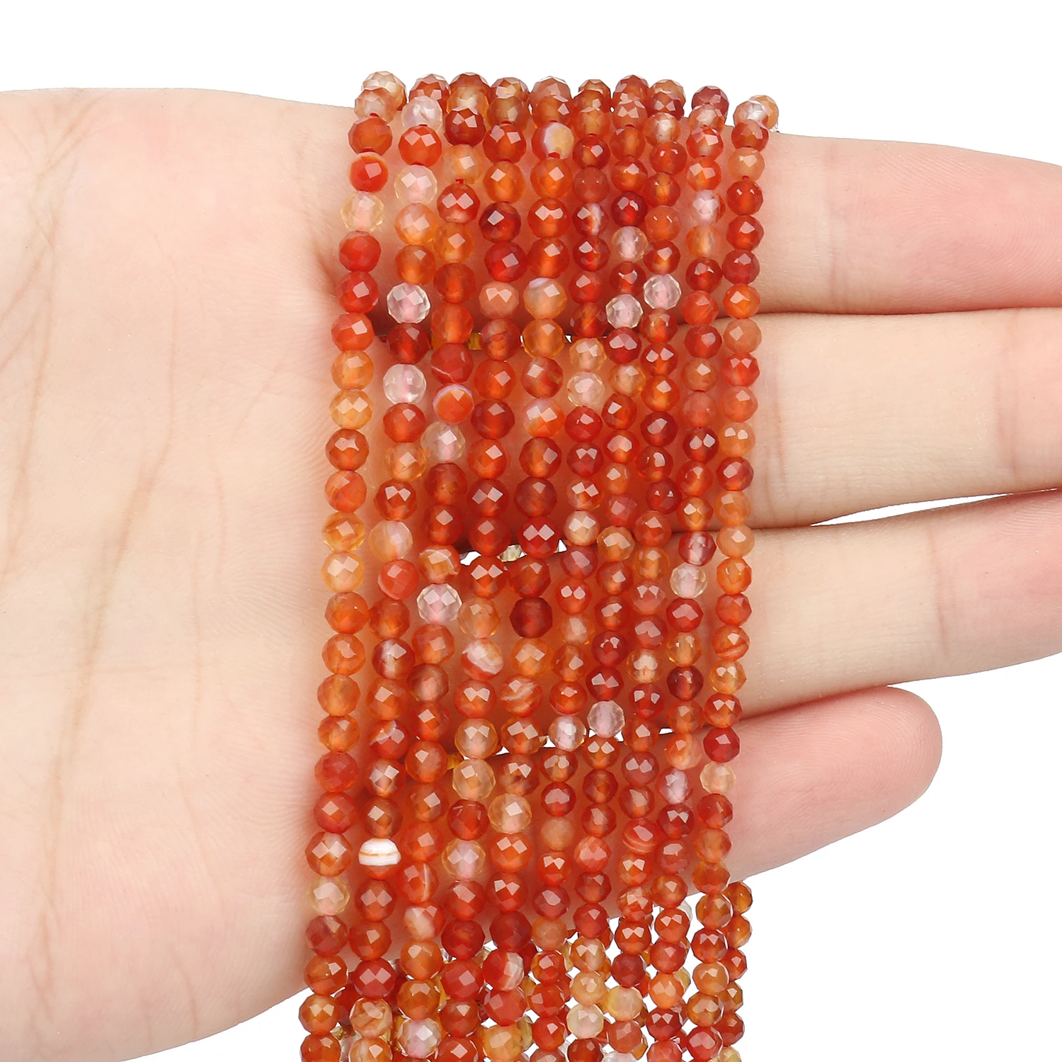 

Natural Stone Red Agates Beads Faceted Loose Tiny Beads for DIY Jewelry Making Bracelet Necklace 15 inches Wholesale 2 3 4 mm