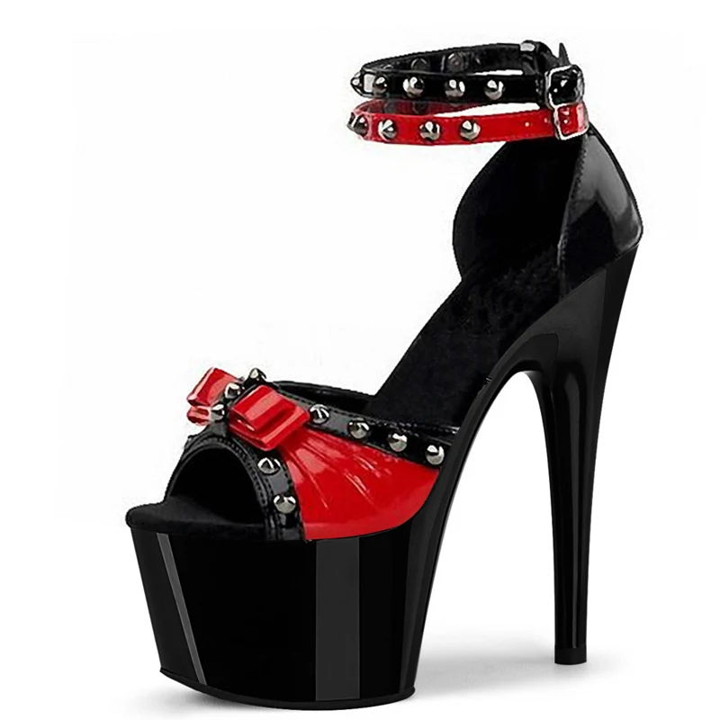 Mixed Colors Rivet Punk 15CM High Heeled Shoes Stripper Open Toe Platform Sandals 8 Inch Gothic Pole Dance sexy Clubbing Exotic