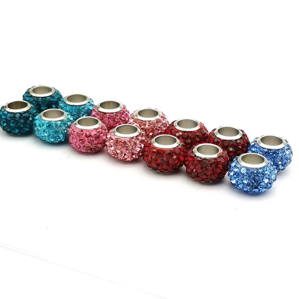 10 Pieces Rhinestones Sliders Bracelet Making 6mm Hole for Leather Cord Go Through