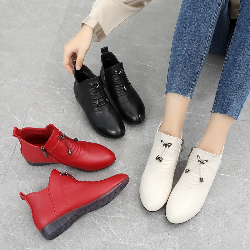 GKTINOO Fashion Women Boots Autumn Boots Genuine Leather Ankle Boots 2024 Winter Warm Fur Plush Women Shoes Big Size 43