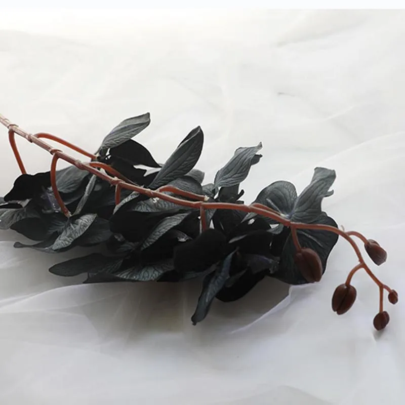 100cm Black Butterfly Orchid Single Artificial Flower Branch Halloween Decoration Home Silk Fake Flower Wedding Party Supplies