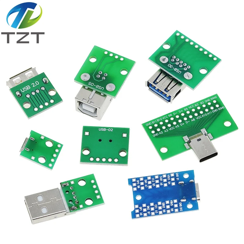 TZT USB-Stecker / MINI MICRO USB auf DIP-Adapter, Buchse 2,54 Stecker B Typ-C USB2.0 3.0 Buchse Konverter – Detail 8