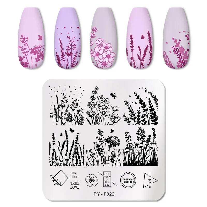 PICT YOU Square Nail Stamping Plates Flower Nail Art Stamp Template Design DIY for Stainless Steel Nail Stencil Tools