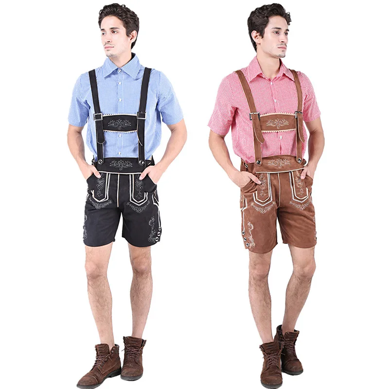 

Halloween Cosplay Costume German Beer Men Fancy Costume Bavarian Lederhosen Oktoberfest Outfits Pant with short shirt