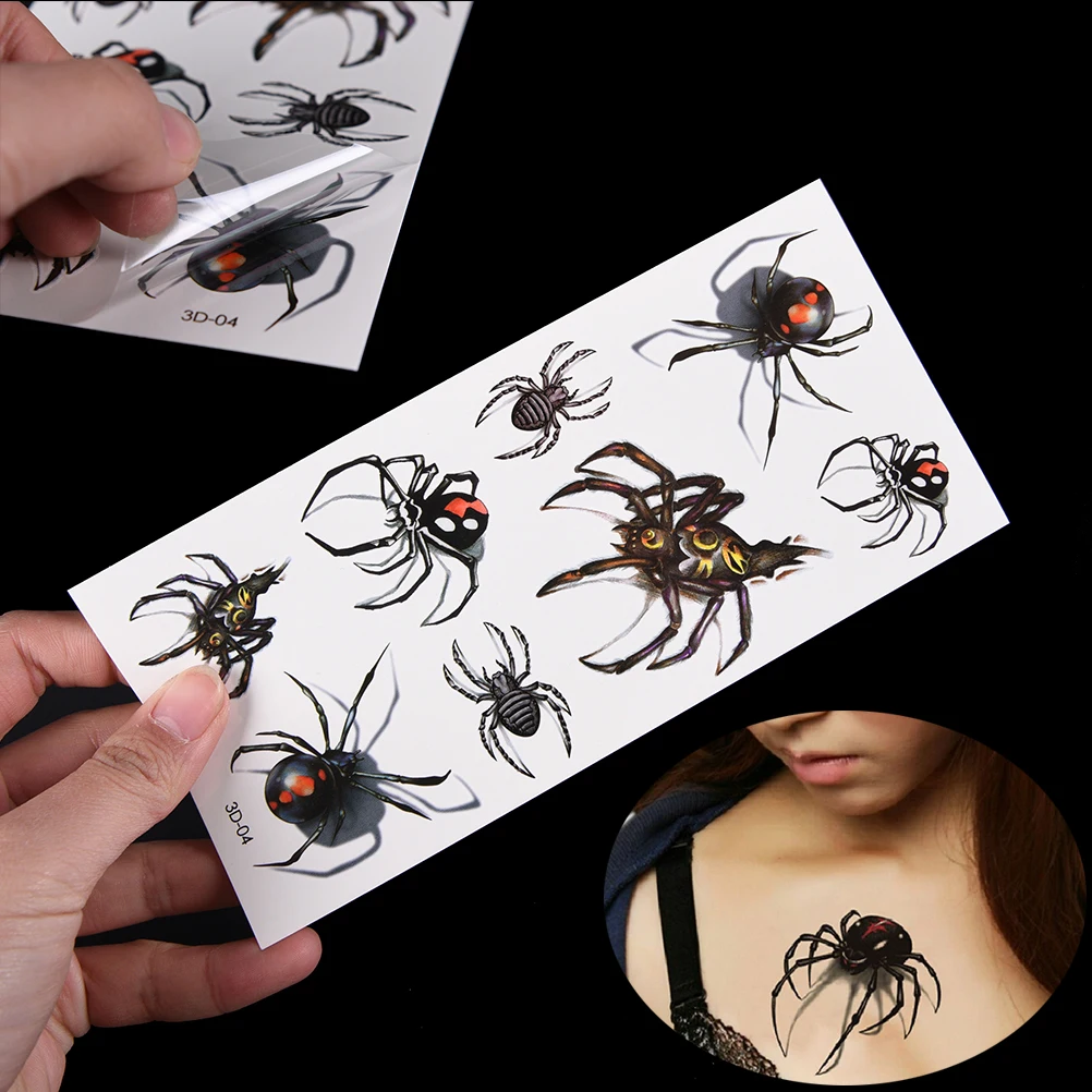 Pegatinas desechables impermeables 3d Color arañas insectos tatuaje diseño grande temporarios de transferencia de agua tatuajes pegatina