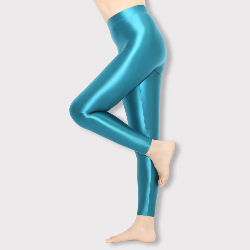 Pantalones de yoga deportivos para mujer, pantimedias opacas lisas de satén, Medias brillantes, medias de seda sexy, leggings ajustados japoneses de