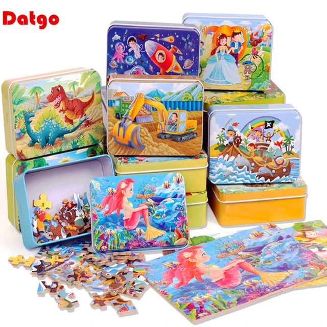 Nowe 60 sztuk drewniane puzzle dla dzieci Cartoon Animal Wood Jigsaw wczesne edukacyjne zabawki edukacyjne dla dzieci
