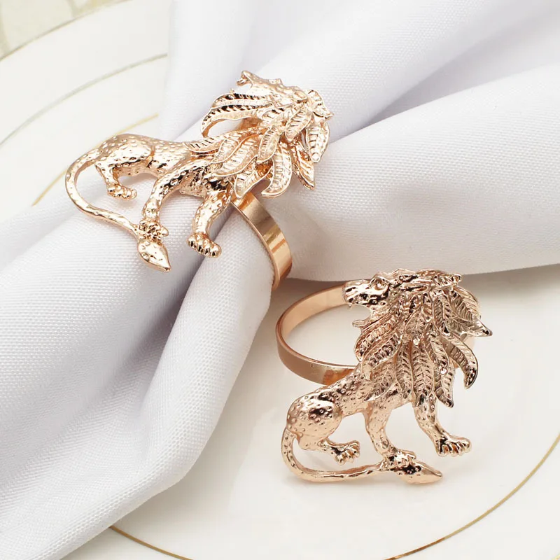 10pcs/lot Hotel Western Tableware Lion Napkin Button Animal Napkin Ring Cloth Ring