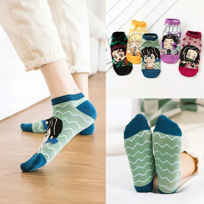 New Cartoon Men Women Socks Parent-Child Socks Funny Demon Slayer Kimetsu No Yaiba Cosplay Prop Cartoons Anime Cotton Socks