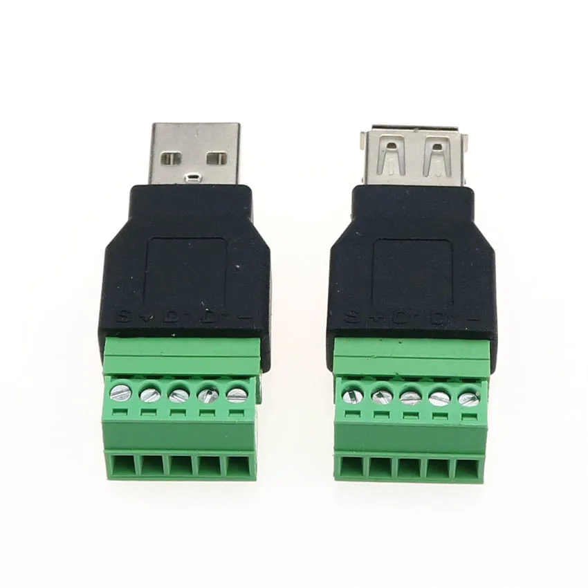 1PC USB อะแดปเตอร์ USB หญิงถึงขั้วต่อสกรูปลั๊ก USB Shield ปลั๊กคอนเนคเตอร์แจ็ค USB 2.0หญิงสกรู terminal