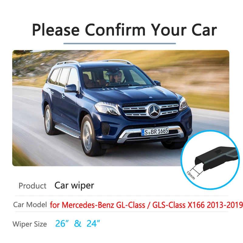 Car Wiper Blades for Mercedes-Benz GL GLS Class X166 2013~2019 Front Windscreen Wipers Car Accessories 2014 2015 2016 2017 2018
