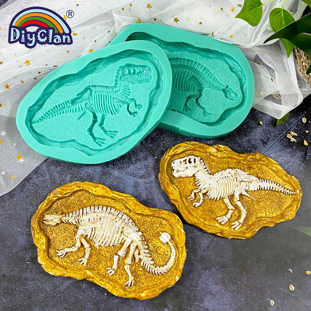 Dinosaur Skeleton Specimen Silicone Mold Tyrannosaurus Ankylosaurus Specimen Model For Gypsum Resin Handmade Crafts Making Mould