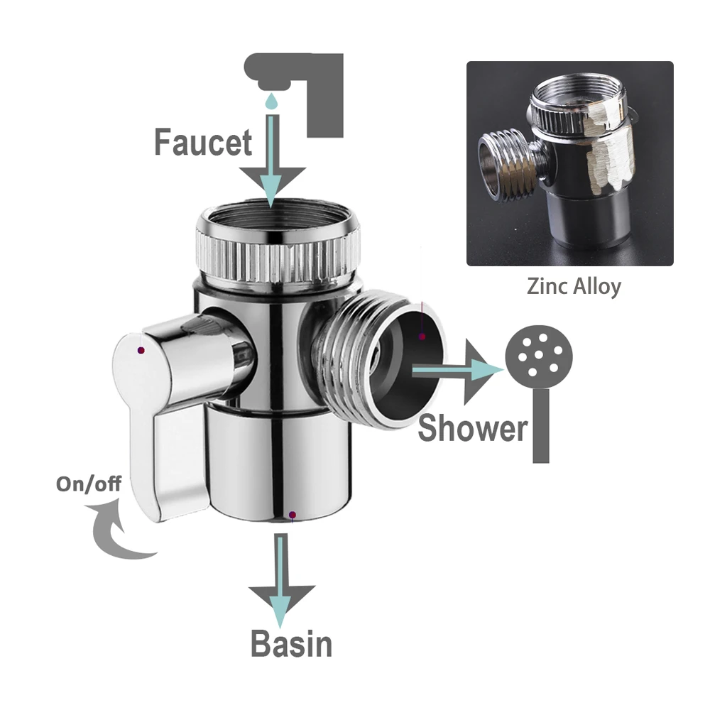 Bathroom Faucet Adapter Kitchen Tube Connector Valve 22/24mm Splitter Diverter Valve Water Tap Connector for Toilet Bidet Shower