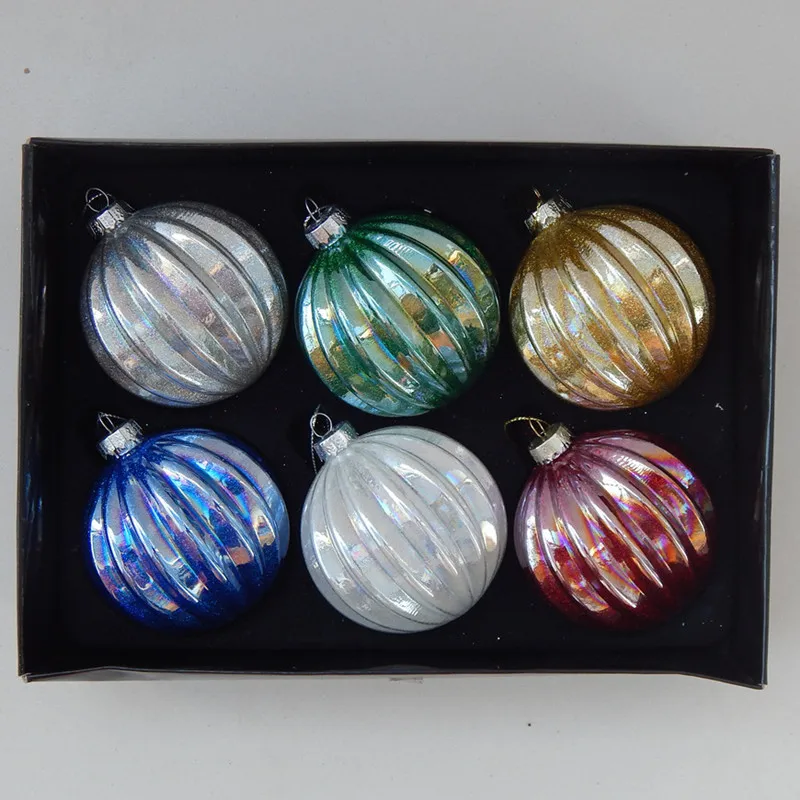 

12pcs/pack Diameter=8cm Small Size Pearl Lustre Different Color Glass Ball Home Decorative Christmas Day Hanging Pendant