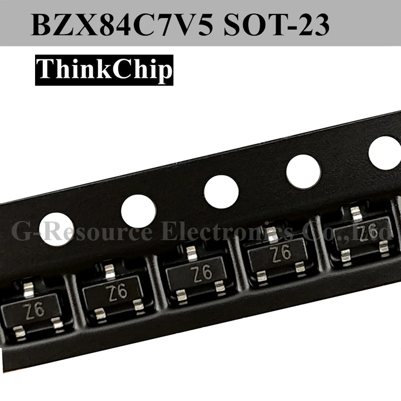 (100個) BZX84C7V5 sot-23 smd電圧安定化ダイオード7.5v (マーキングZ6)