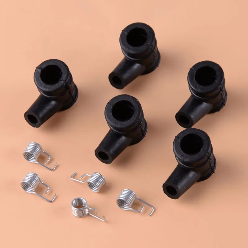 5 Kit Ignition Coil Cap & Spring Replacment Fit For 2 Stroke 4500 5200 5800 45CC 52CC 58CC Chainsaw Garden Tool