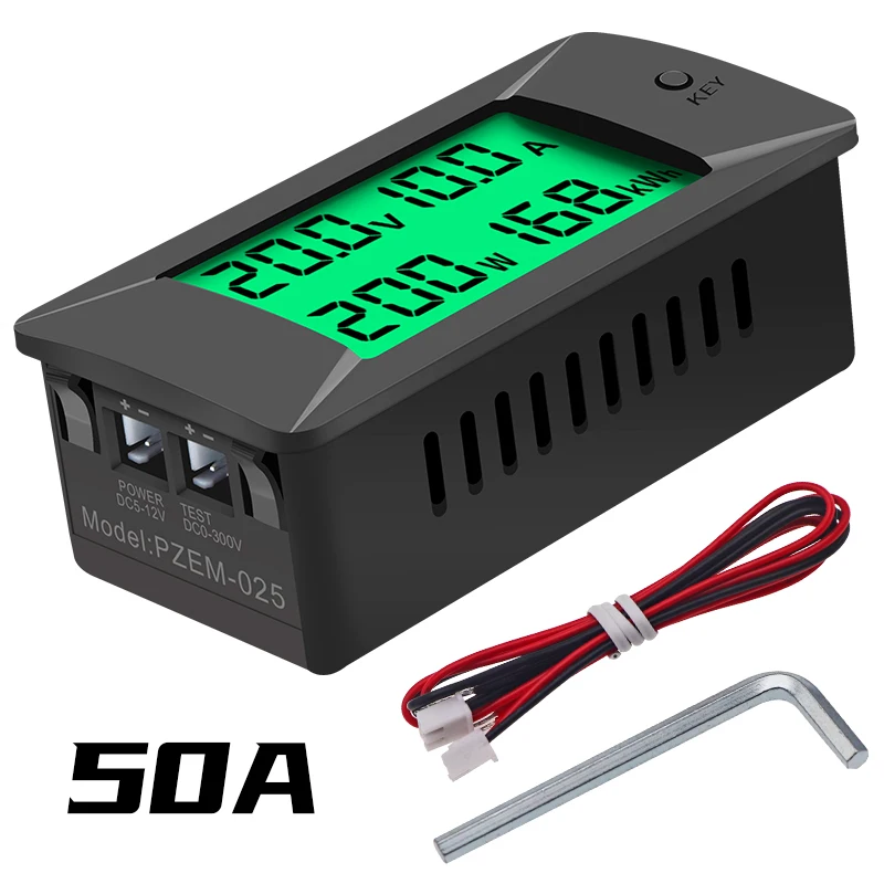 DC0-300V 100A 50A Digital Voltmeter Voltage Power Energy Meter LED Ampermeter Power Detector Multi-function Meter Built-in Shunt