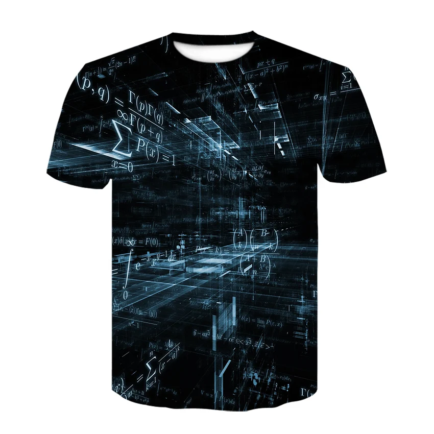 Summer Fashion Space Abstract Graphic t shirts 3D Print Interesting Formula Pattern Men\'s t-shirt New Casual Cool Style T-shirt