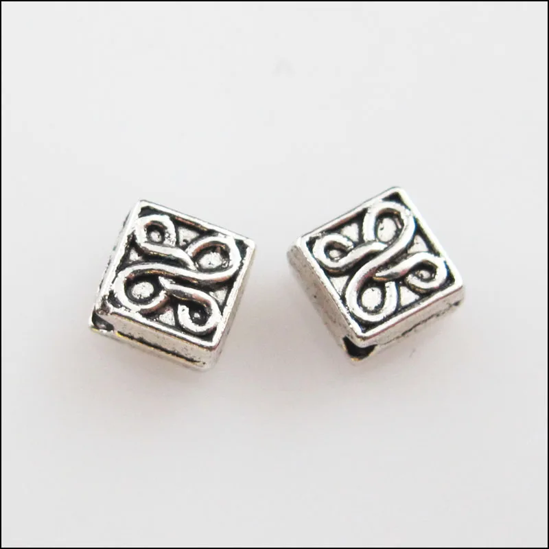 80 New Charms Tibetan Silver Tone Flower Square Spacer Beads 5mm