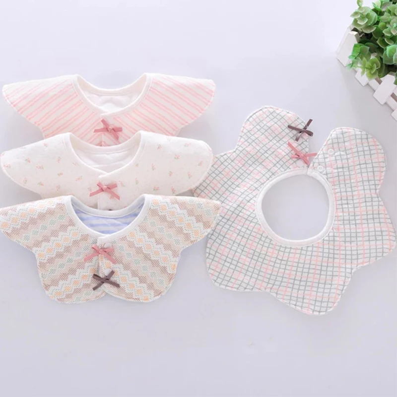 360  Rotating Cotton Baby Waterproof Bib Flower waterproof Saliva Towel Bib Eating Pocket