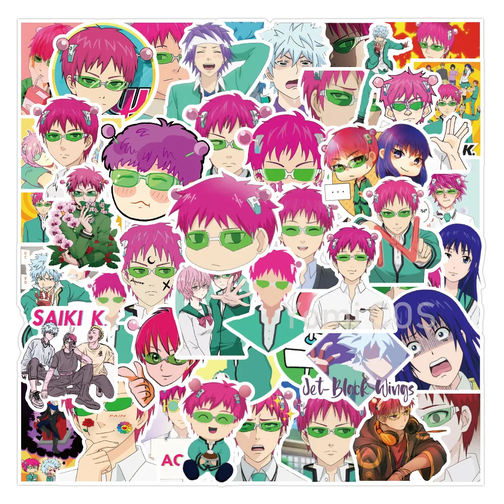 10/30/50Pcs Saiki Kusuo Stickers Anime The Disastrous Life of Saiki Kusuo Guitar Laptop Phone Fridge Motorcycle Car Cute