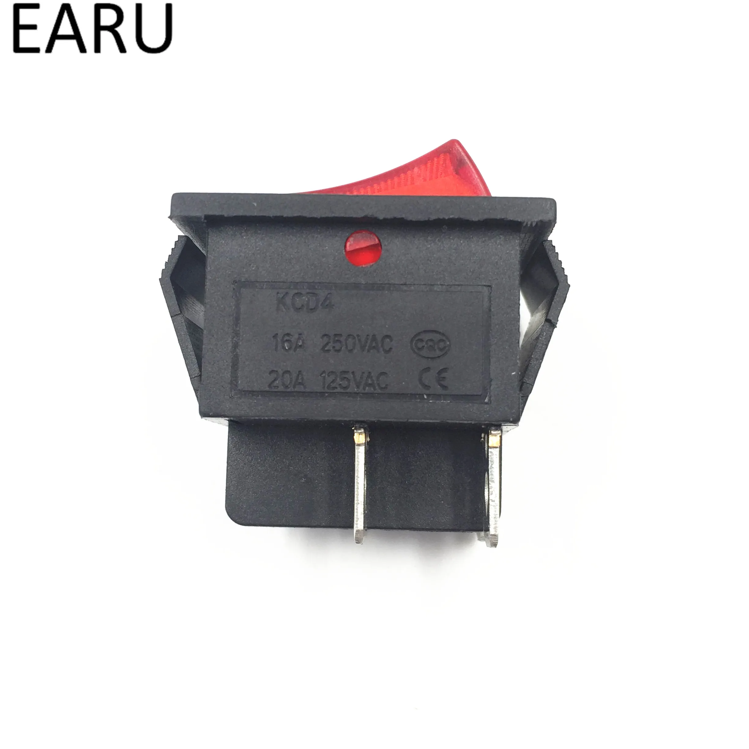 Latching Rocker Switch Power Switch I/O 4 Pins With Light 16A 250VAC 20A 125VAC KCD4 DPST Red Yellow Green Blue Black Boat