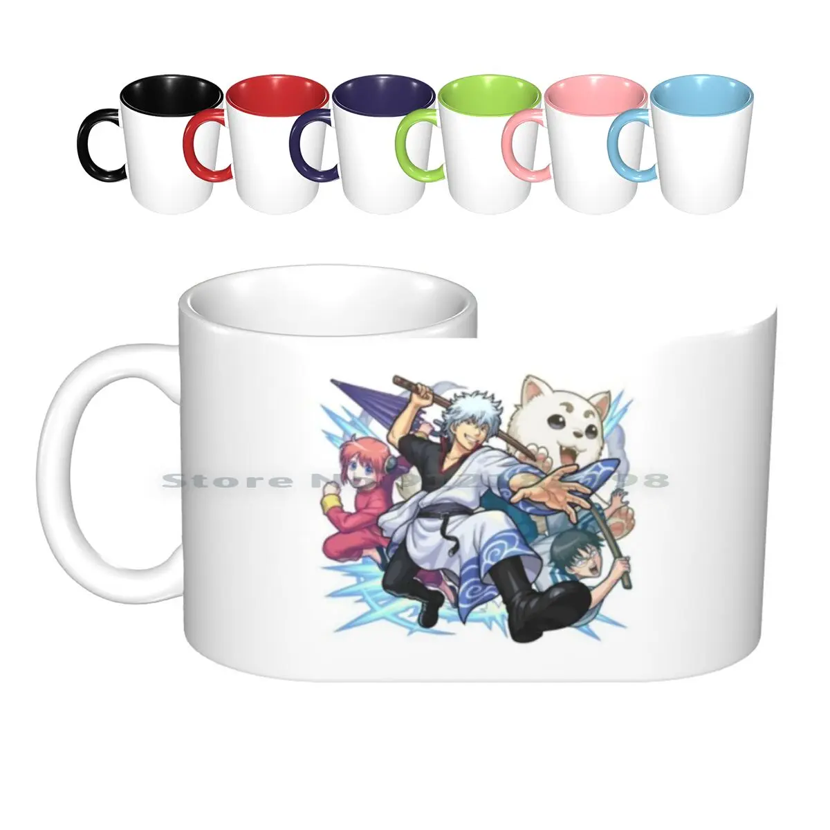 Yorozuya-Gintama Ceramic Mugs Coffee Cups Milk Tea Mug Gintama Anime Manga Gintoki Kagura Elizabeth Japan Cute Shinpachi