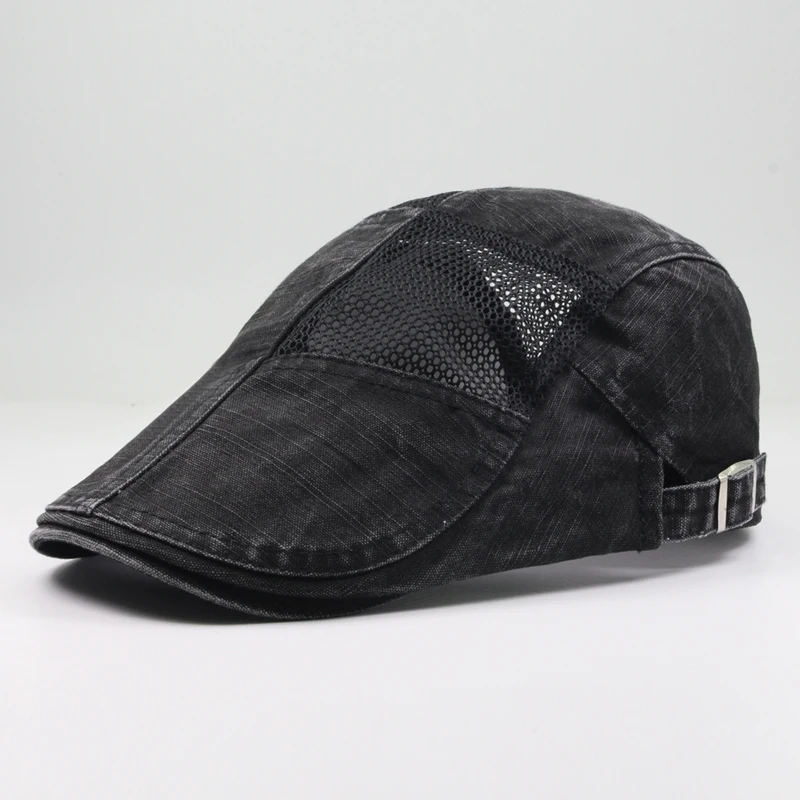 CNTANG-boinas de malla para hombre, Sombreros con visera, planos, Vintage, informales, de algodón, ajustables, para el sol