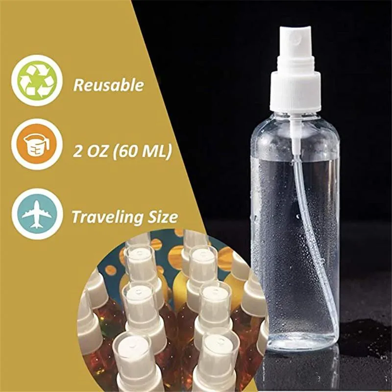 10pcs/60ml 2OZ Extra Fine Mist Mini Spray Bottles with Atomizer Pumps- for Essential Oils Travel Perfume Bulk Portable