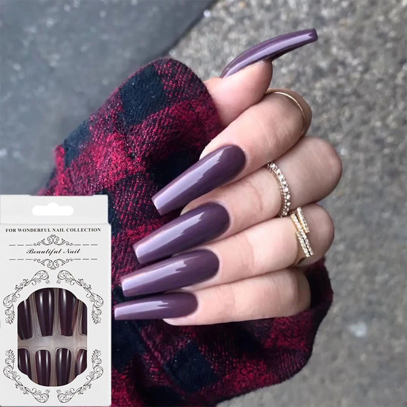 24 stks/doos Damesmode Manicure Tool Volledige dekking Nepnagels Nageltips Ballerina Kunstnagels Draagbaar