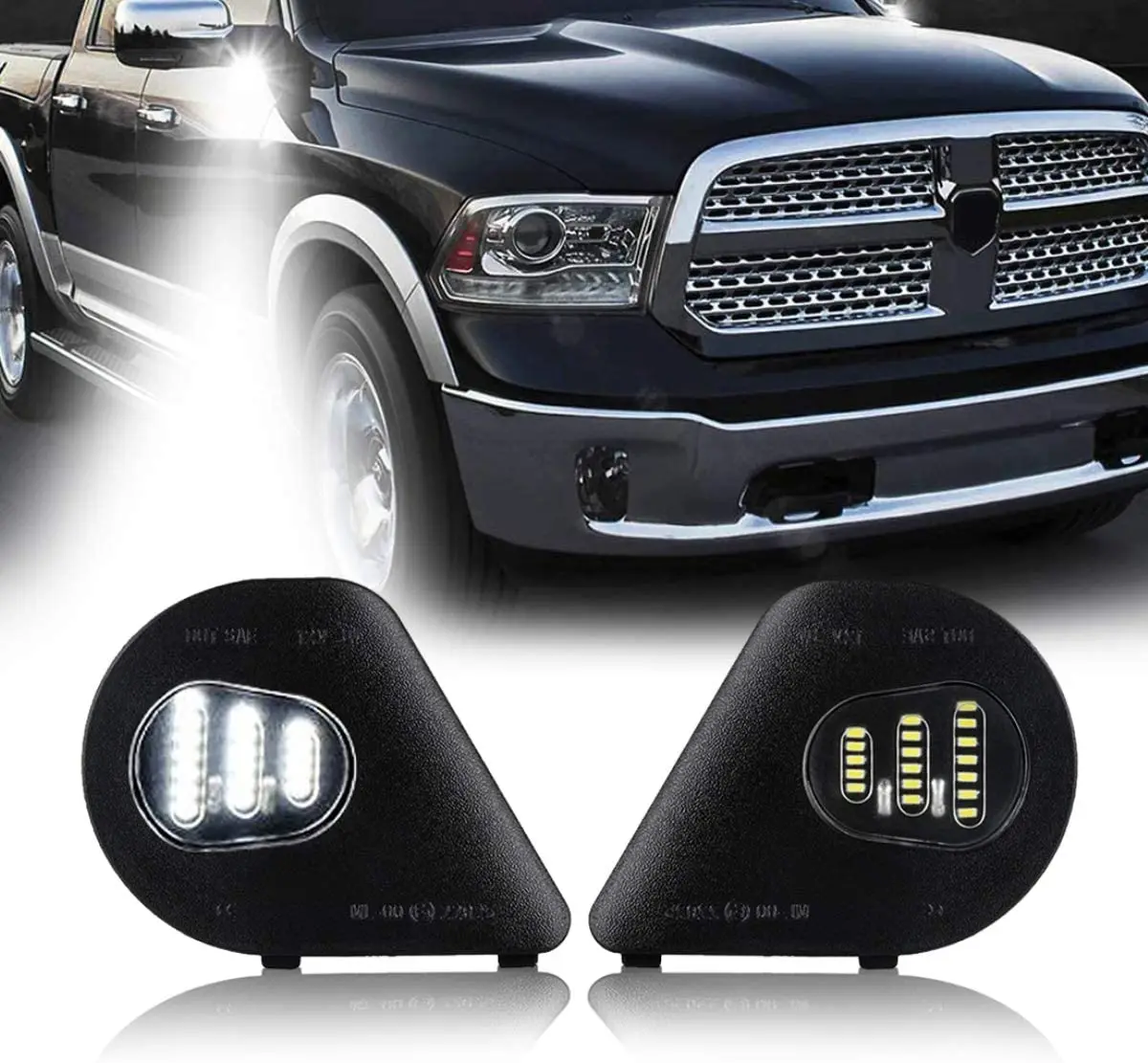 

Side Mirror Puddle Lamp Assembly Is Compatible With 2010-2018 Dodge Ram 1500 2500 3500 4500 5500 Pickup Truck LED Lamp The 6500K