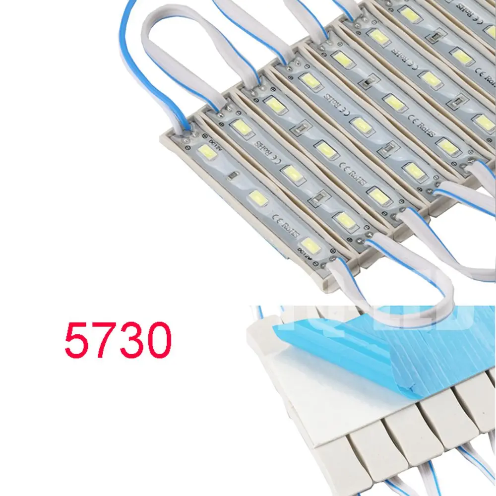 Panneau publicitaire extérieur étanche 0.65W 12V, 3 Led 5630/5730 SMD, Module adhésif Led 5730/5630 64x10mm