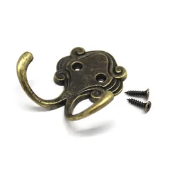 2Pcs Retro Zinc Alloy Double Prongs Clothes Coat Robe Purse Bag Hat Hook Hanger Antique Bronze 23mm*53mm*55mm
