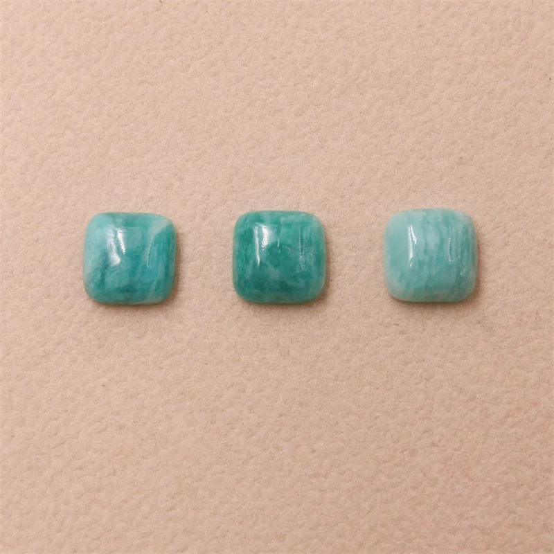 5pcs  Peru Amazonite Cabochon  Cab Square Shape 8/10mm Genuine Natural Stone For Jewelry Making Craft  Earrings Ring DIY Pendant