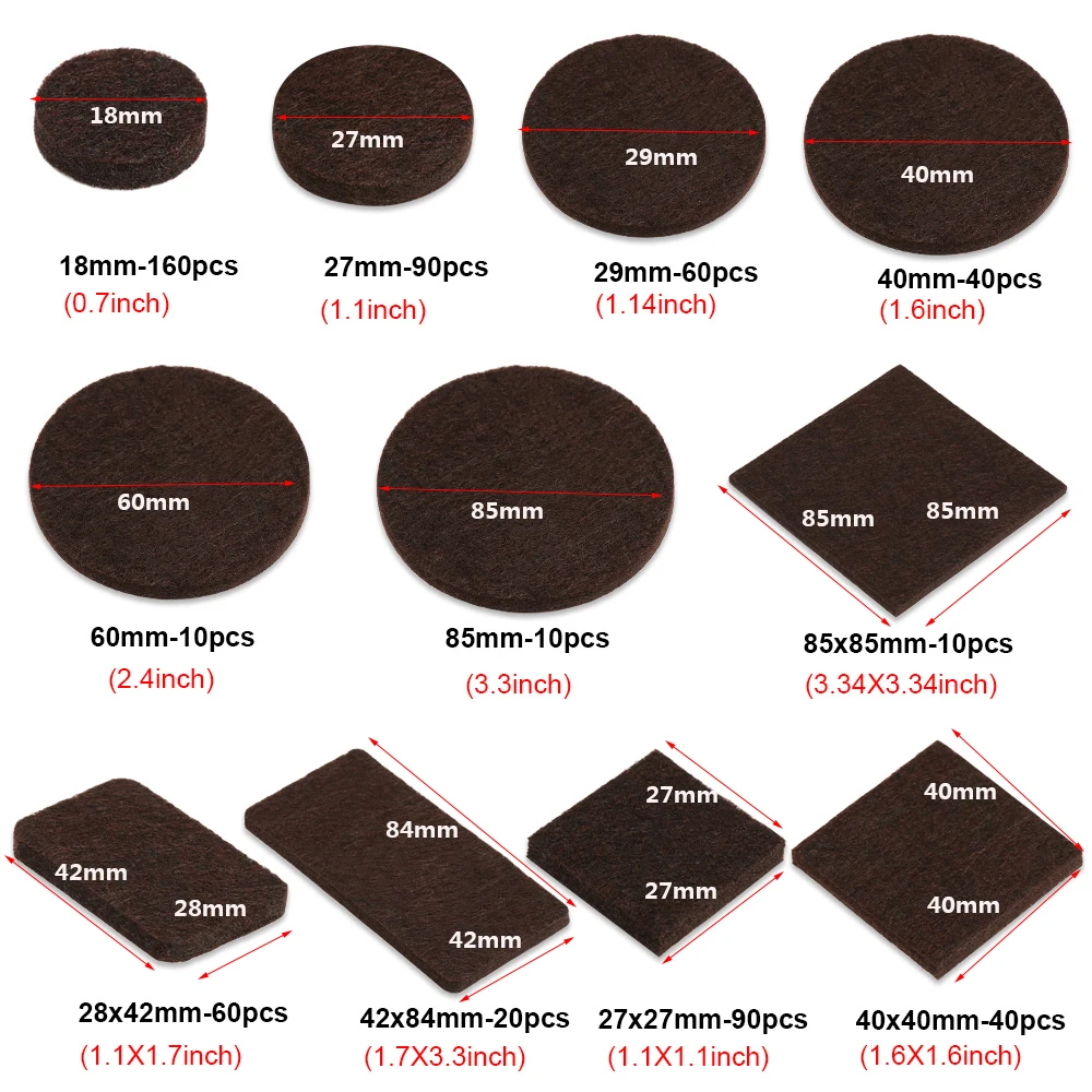 New Furniture Leg Felt Pads Brown Self-Adhesive Anti-slip  Anti Noisy Mat Floor Protector DIY Cutting Table Sofa Chair Fittings image 6