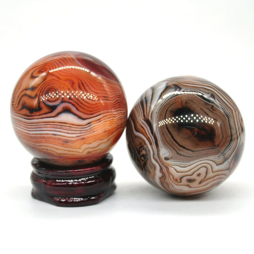 40mm Madagascar Agate Quartz Crystal Shpere Healing Reiki Gemstone Massage Ball Trinket Natural Stone Decoration With Stand
