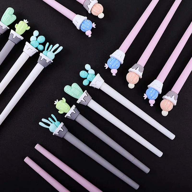 

cute gel pen 12 pcs 0.5mm high quality black ink writing gel pen cactus kawaii gel pen for school & office stationery cute gifts