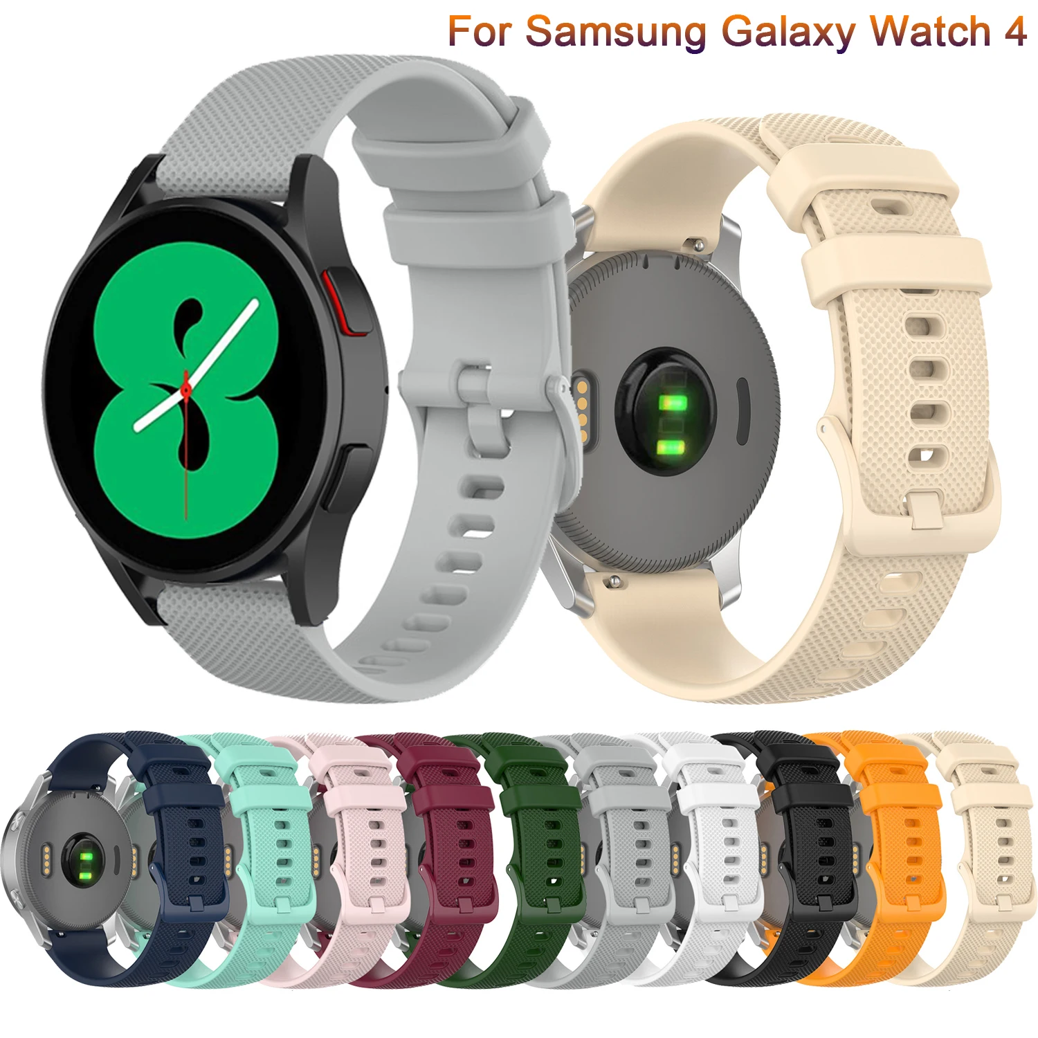 Ремешок спортивный для наручных часов, браслет для Samsung Galaxy Watch 4 40 мм 44 мм/Classic 42 мм 46 мм, спортивный браслет, 20 мм