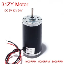 31ZY Permanent Magnet Electric Motor DC 6V 12V 24V 4000RPM 5000RPM 8000RPM Reducer Reversible High Speed Motor for DIY