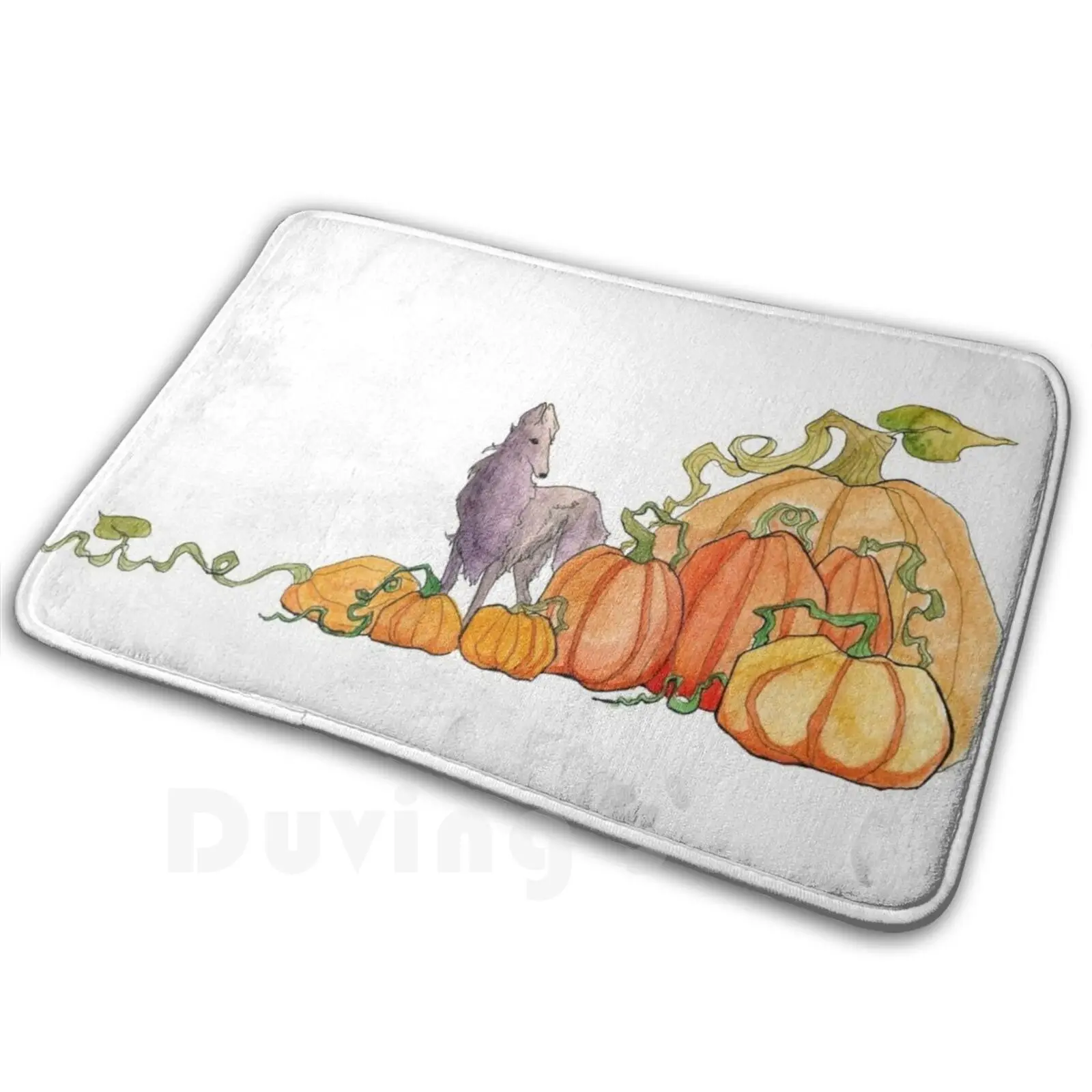 

Коврик с борзой и гигантскими тыквой, ковер, противоскользящие напольные коврики для спальни, борзойская тыква, Хэллоуин, осень, борзая, русский